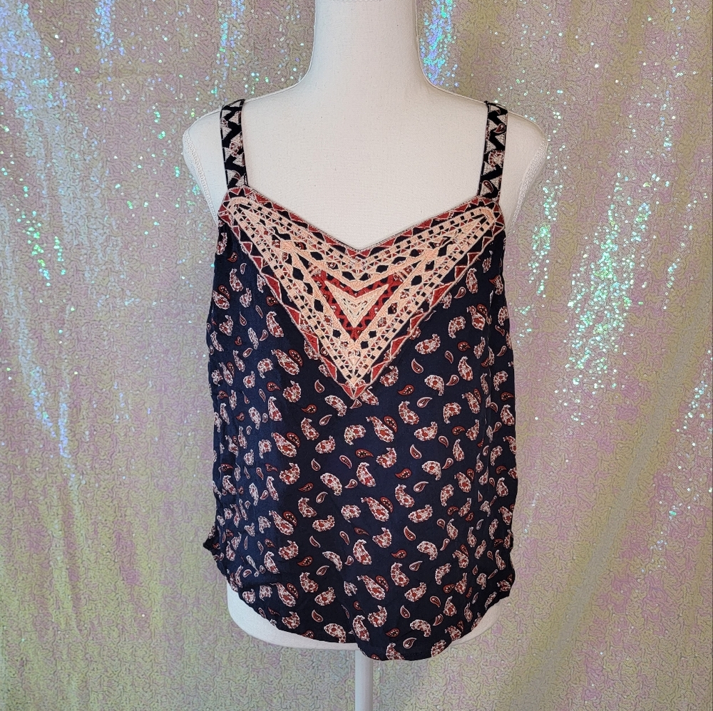 Navy Blue Pattern Tank top